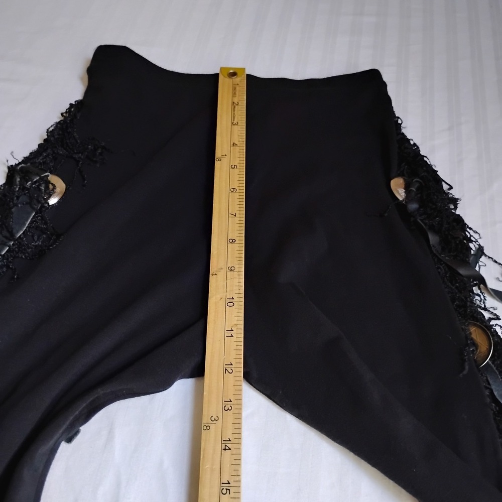 Tripp NYC Pants Small Fringe Beaded Legging Stretch Grunge Goth Vintage USA 90s - Picture 6 of 13